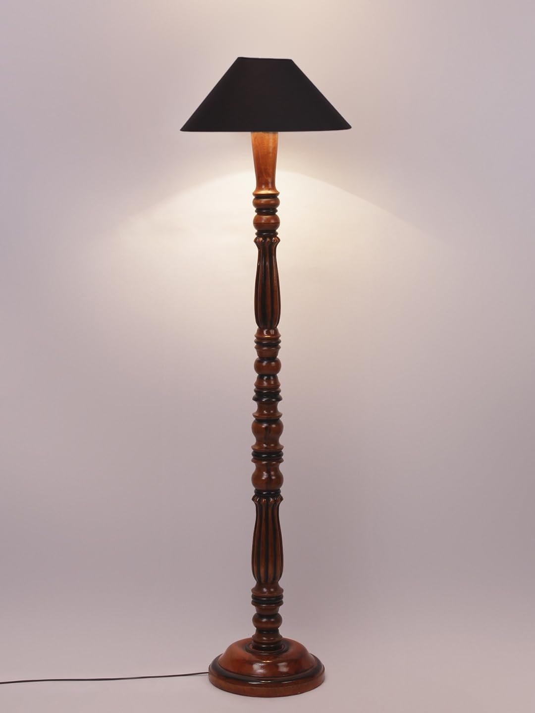Black Coolie Cotton Wooden Floor lamp -72