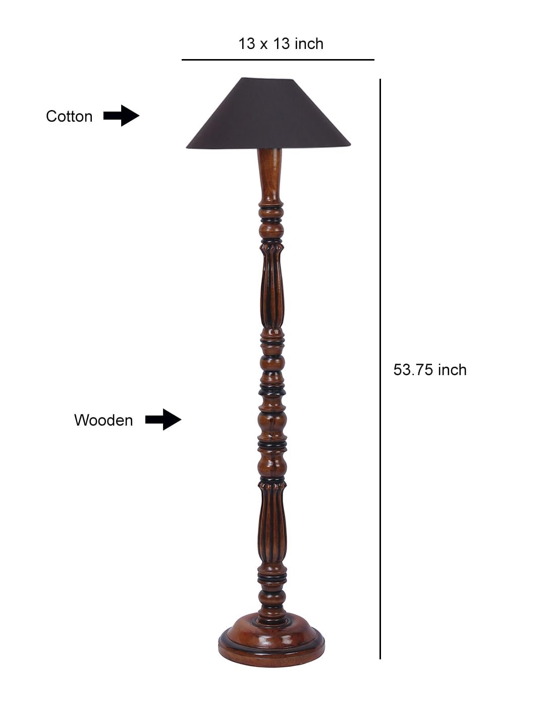Black Coolie Cotton Wooden Floor lamp -72