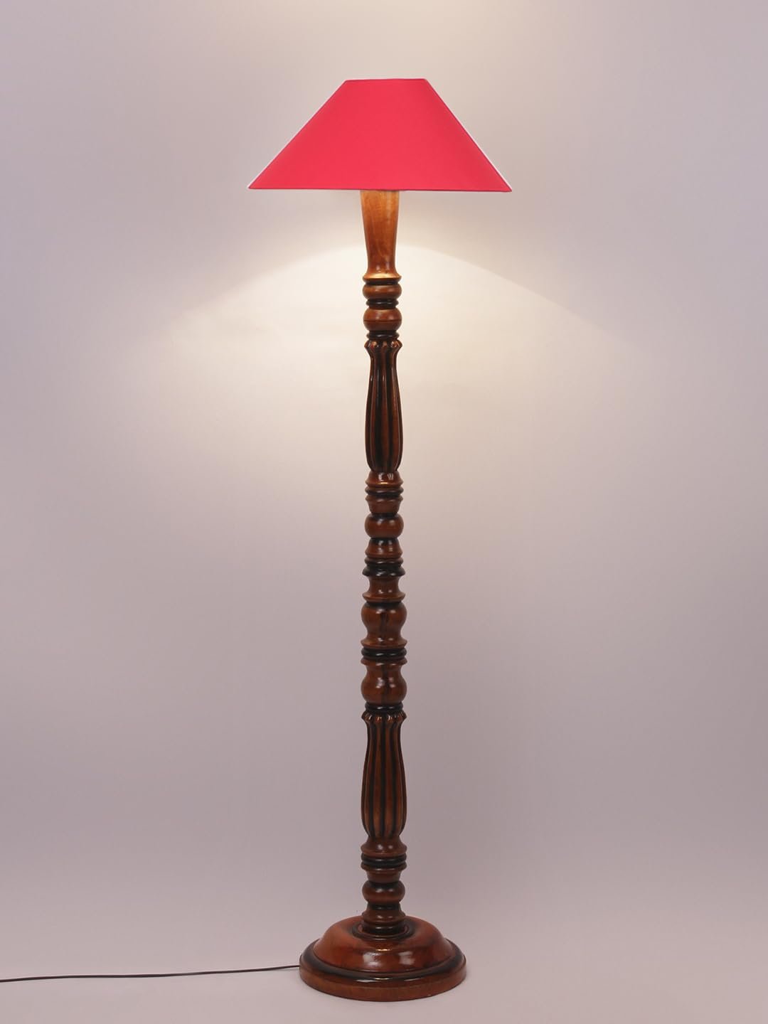 Red Coolie Cotton Wooden Floor lamp -73