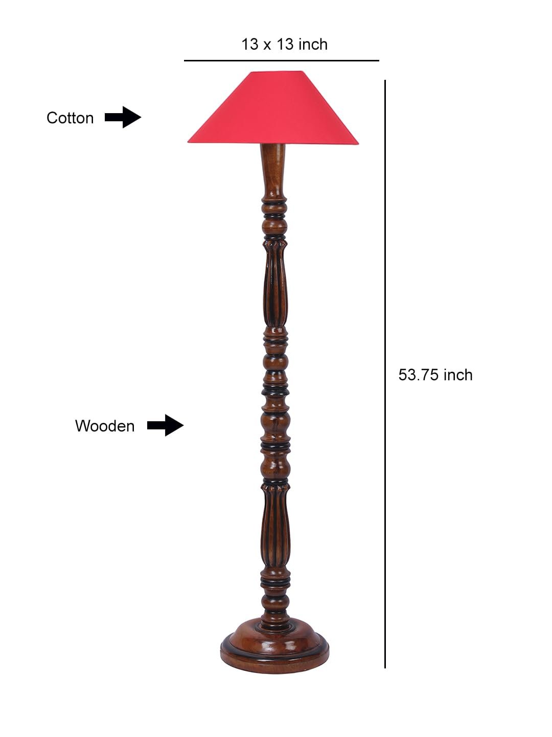 Red Coolie Cotton Wooden Floor lamp -73