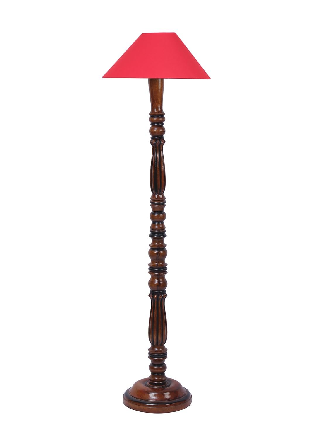 Red Coolie Cotton Wooden Floor lamp -73
