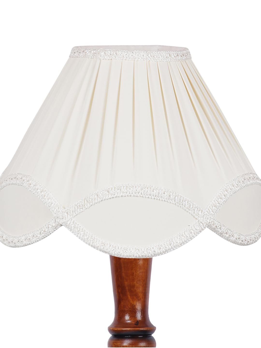 Vintage Off-White Cotton Wooden Floor Lamp -75