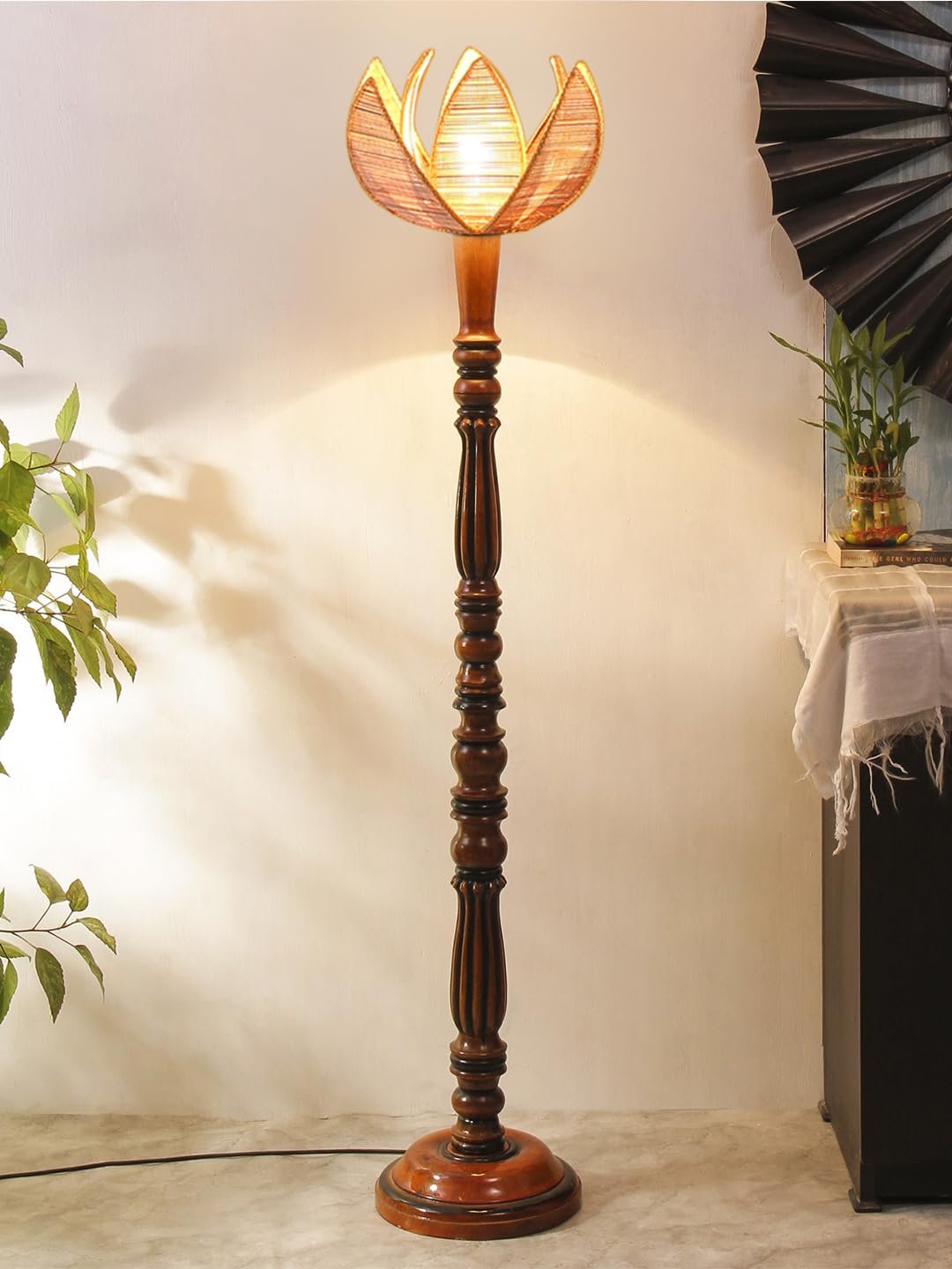 Bamboo Rose Wooden Floor lamp -76
