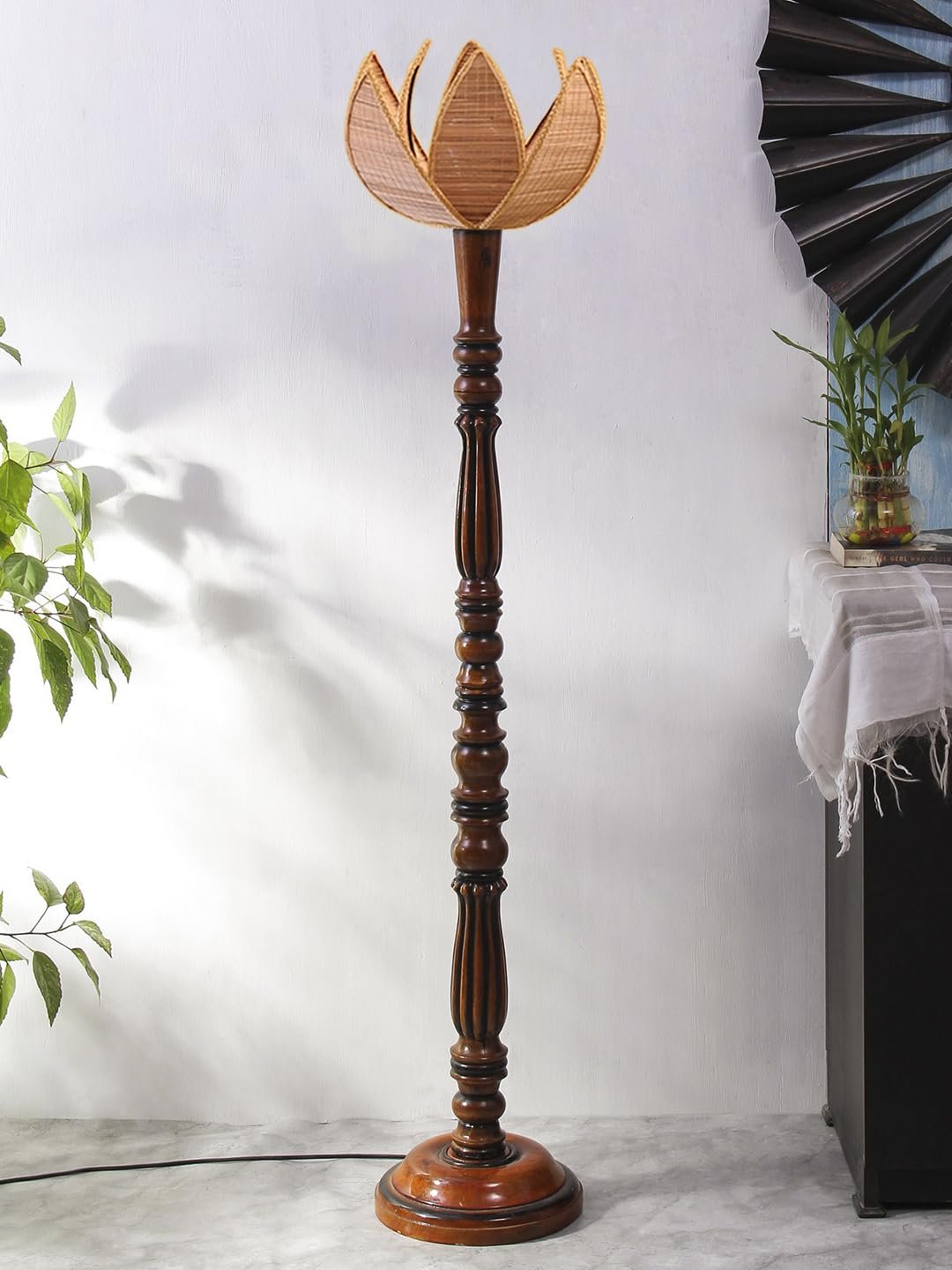Bamboo Rose Wooden Floor lamp -76