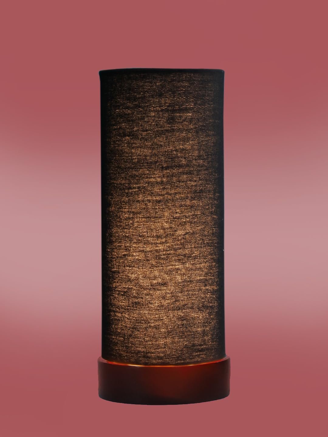 Black Cotton Table lamp Office/Home/Gifting with Wood Black Base (5x5x11) Inches -Black