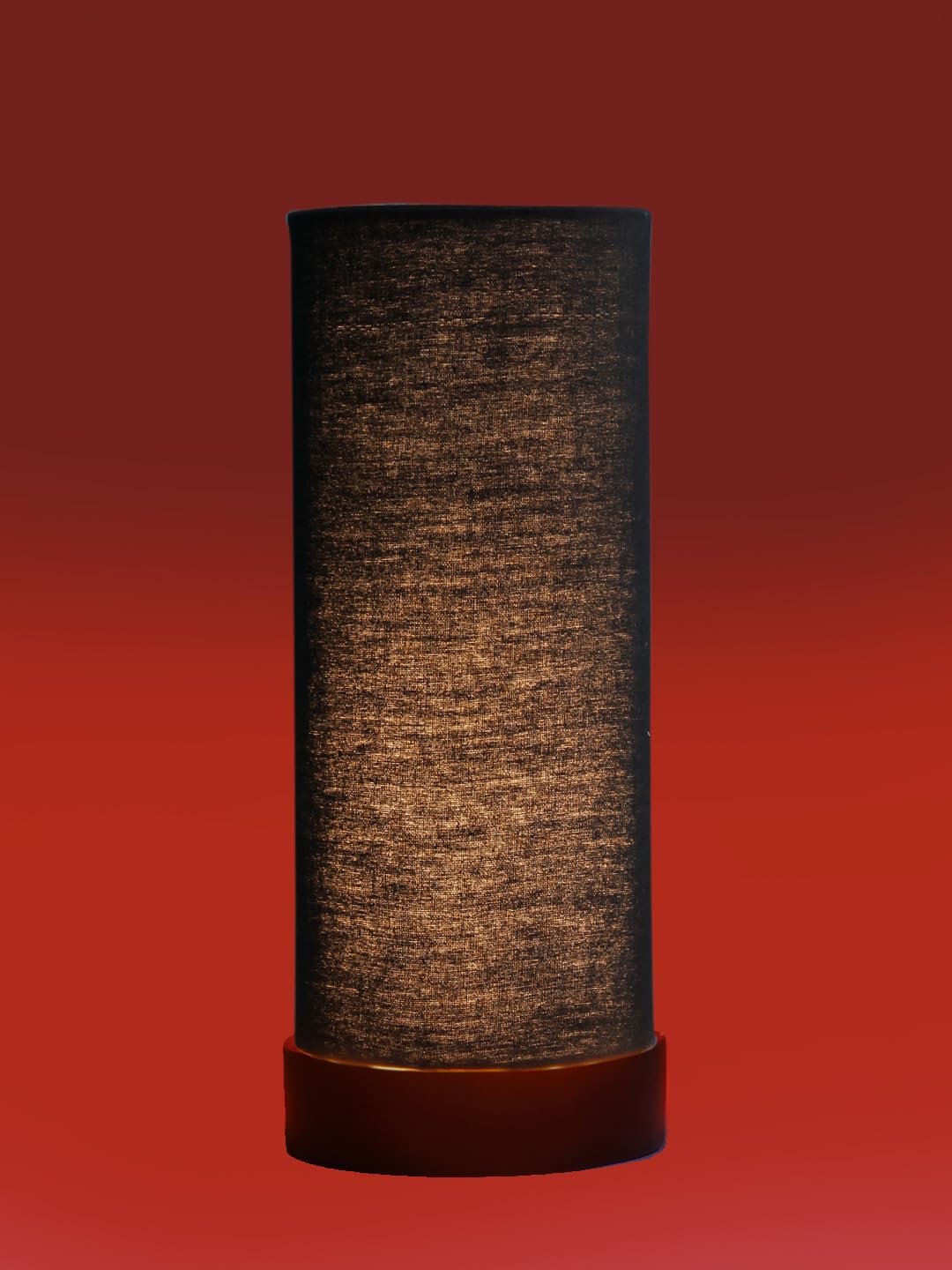 Black Cotton Table lamp Office/Home/Gifting with Wood Black Base (5x5x11) Inches -Black