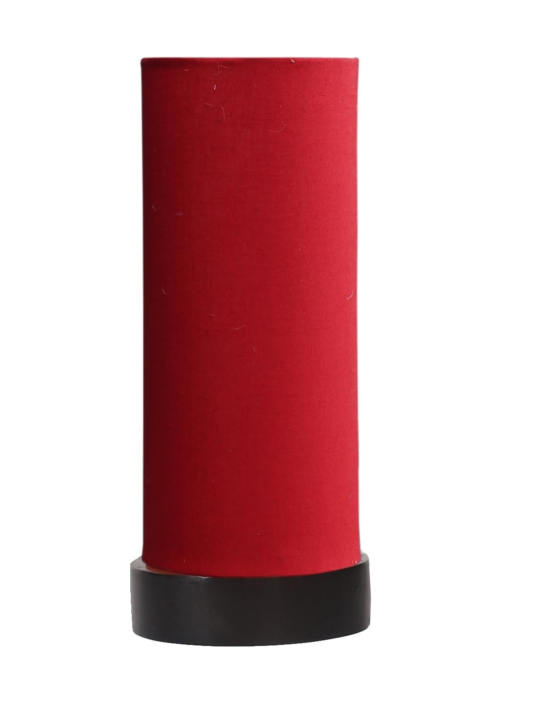 Red Cotton Table lamp Office/Home/Gifting with Wood Black Base (5x5x11) Inches -Red