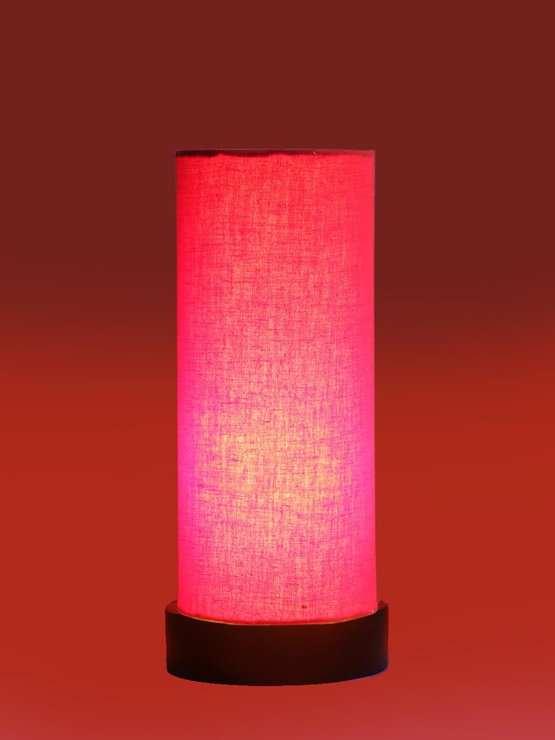 Red Cotton Table lamp Office/Home/Gifting with Wood Black Base (5x5x11) Inches -Red