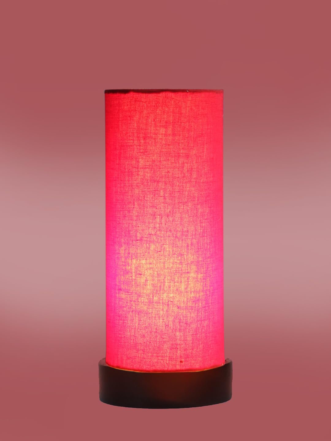 Red Cotton Table lamp Office/Home/Gifting with Wood Black Base (5x5x11) Inches -Red