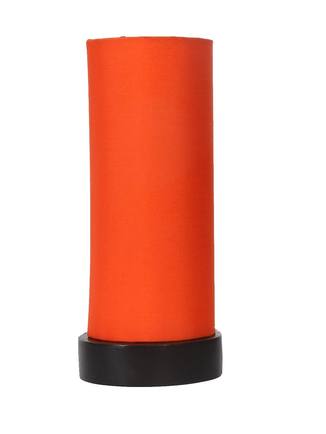 Orange Cotton Table lamp Office/Home/Gifting with Wood Black Base (5x5x11) Inches -Orange