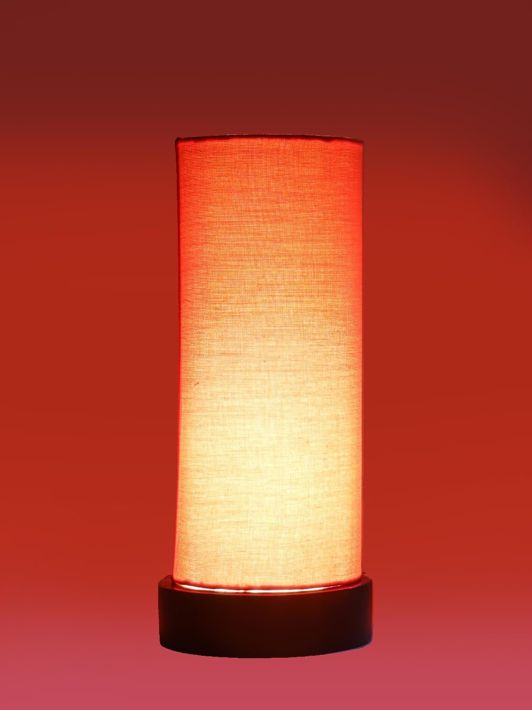 Orange Cotton Table lamp Office/Home/Gifting with Wood Black Base (5x5x11) Inches -Orange