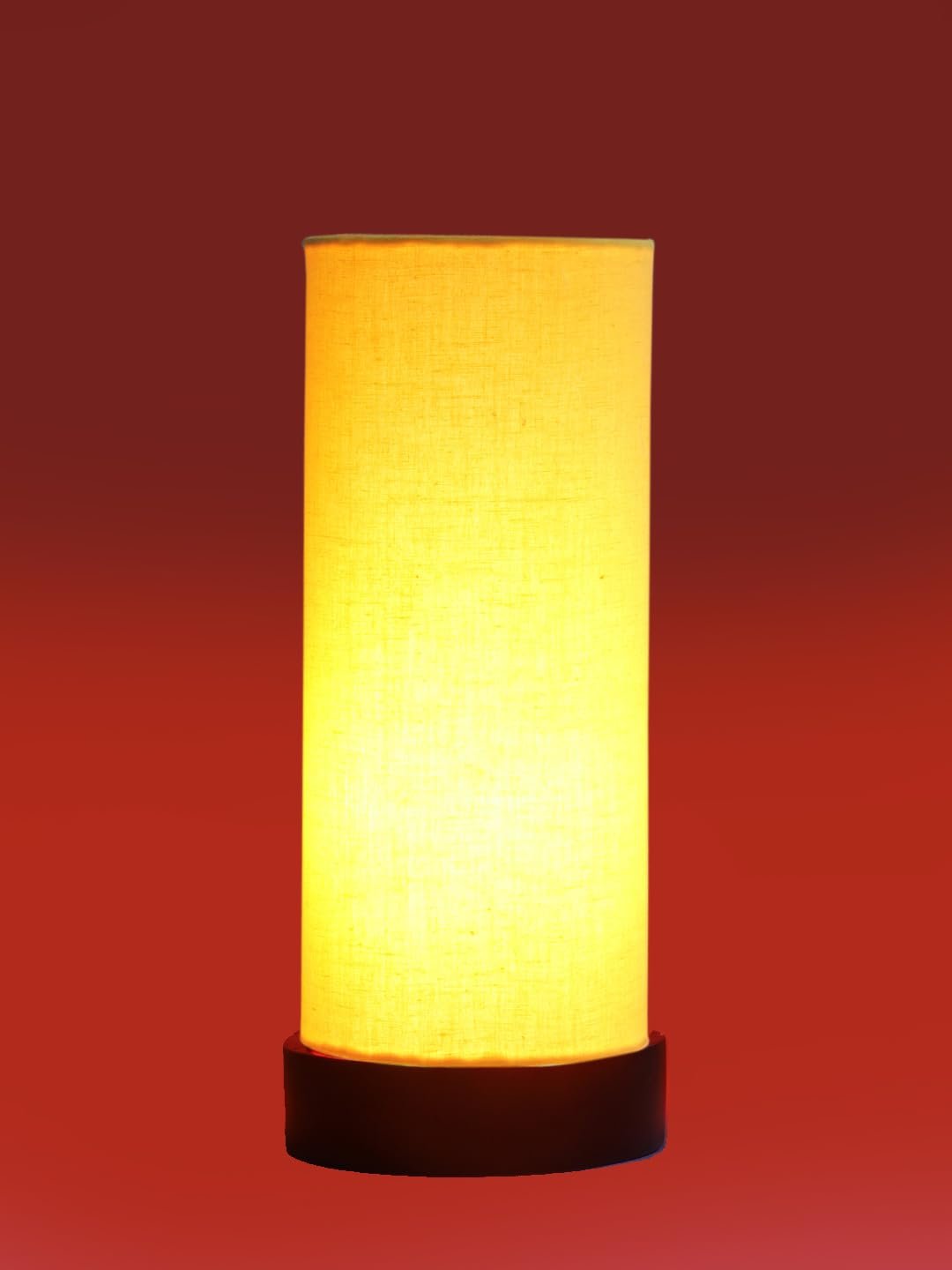 Yellow Cotton Table lamp Office/Home/Gifting with Wood Black Base (5x5x11) Inches -Yellow