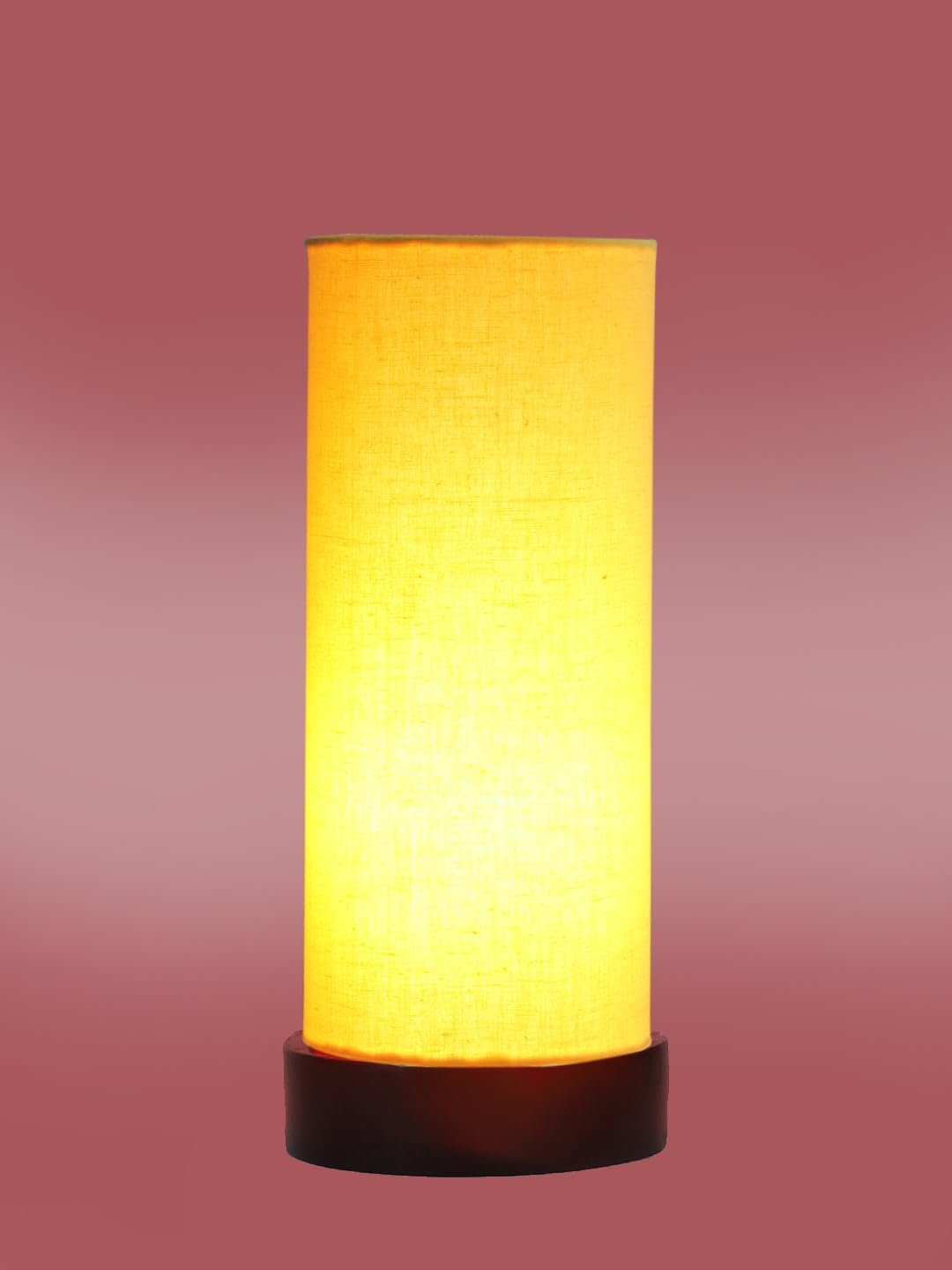 Yellow Cotton Table lamp Office/Home/Gifting with Wood Black Base (5x5x11) Inches -Yellow
