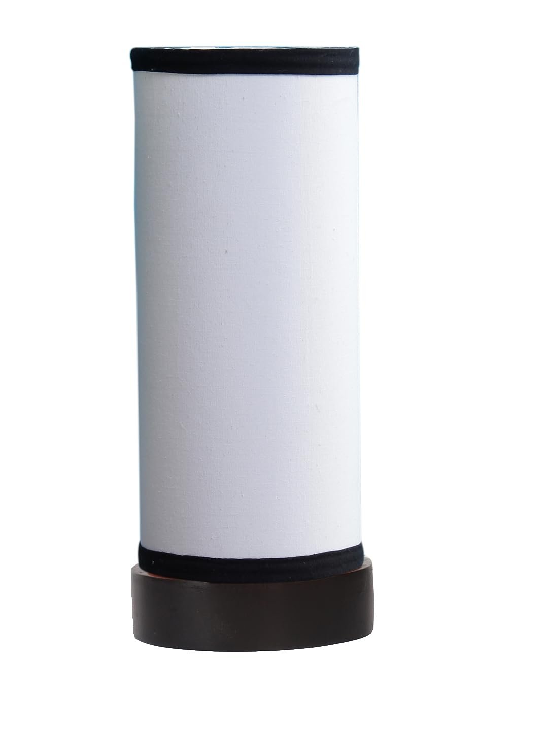 White & Black Cotton Table lamp Office/Home/Gifting with Wood Black Base (5x5x11) Inches -White & Black