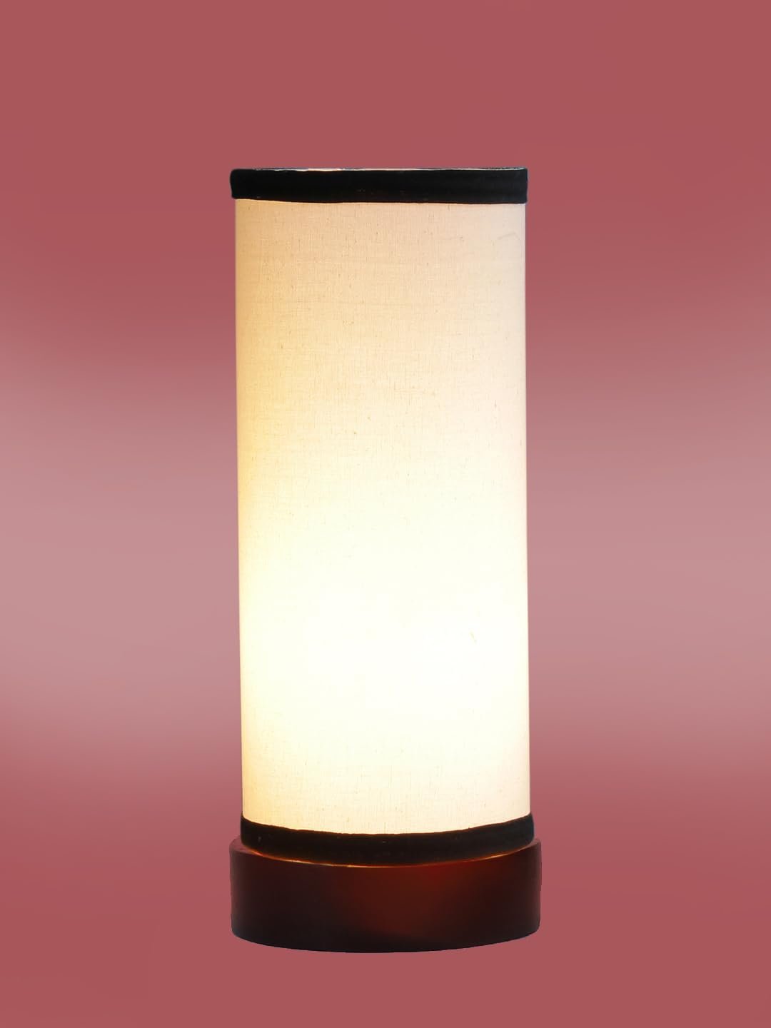 White & Black Cotton Table lamp Office/Home/Gifting with Wood Black Base (5x5x11) Inches -White & Black