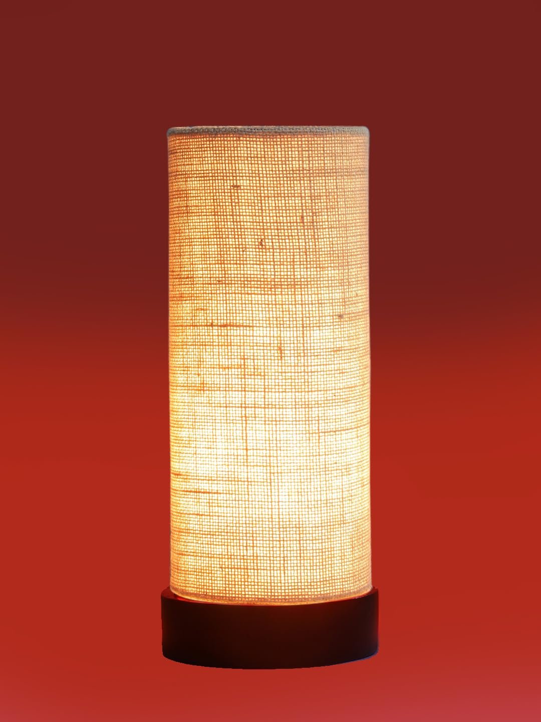 Beige Jute Table lamp Office/Home/Gifting with Wood Black Base (5x5x11) Inches -Beige