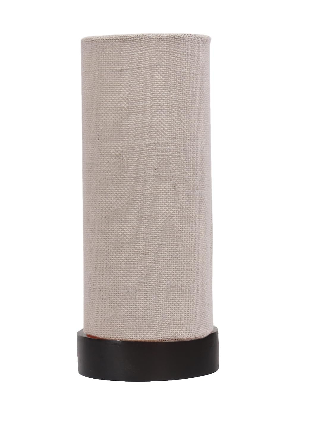 White Jute Table lamp Office/Home/Gifting with Wood Black Base (5x5x11) Inches -White