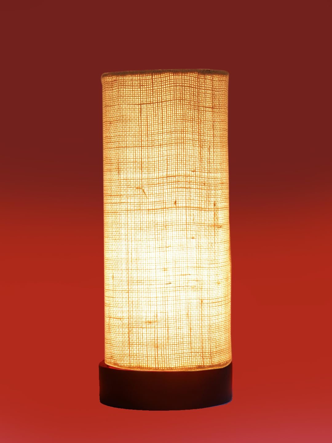 White Jute Table lamp Office/Home/Gifting with Wood Black Base (5x5x11) Inches -White