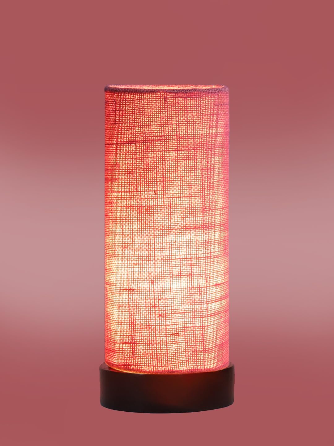 Pink Jute Table lamp Office/Home/Gifting with Wood Black Base (5x5x11) Inches -Pink