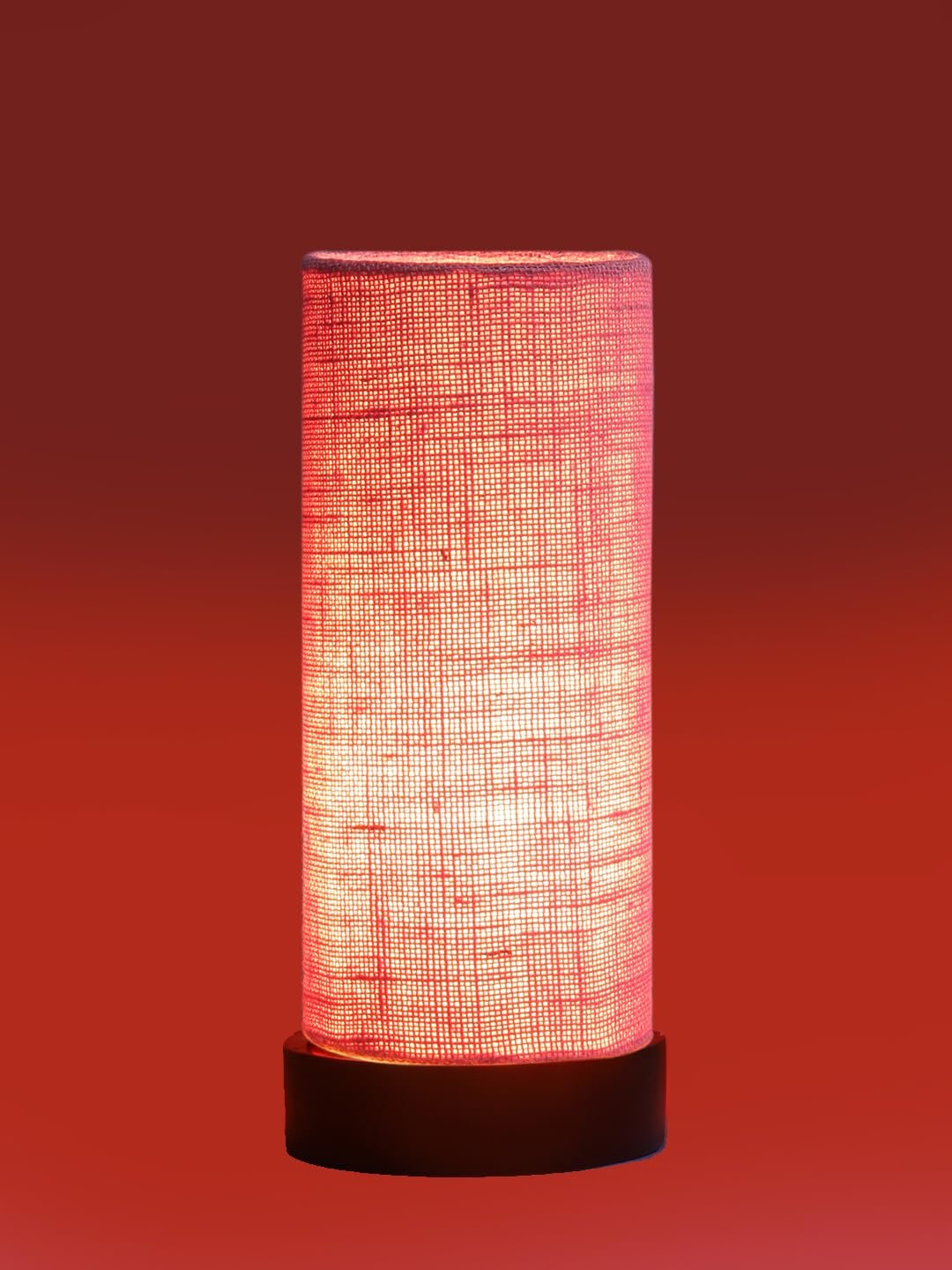 Pink Jute Table lamp Office/Home/Gifting with Wood Black Base (5x5x11) Inches -Pink