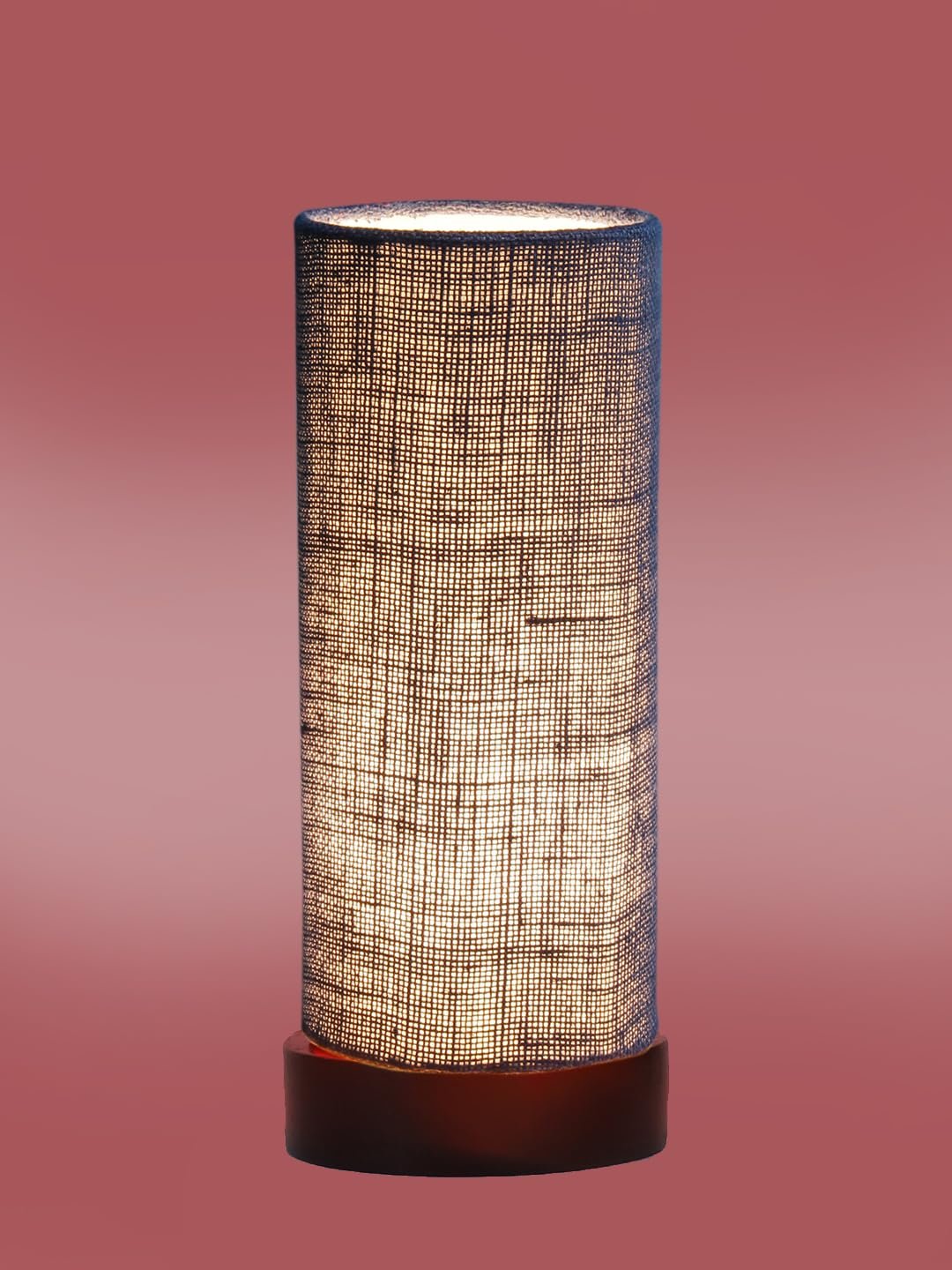 Blue Jute Table lamp Office/Home/Gifting with Wood Black Base (5x5x11) Inches -Blue