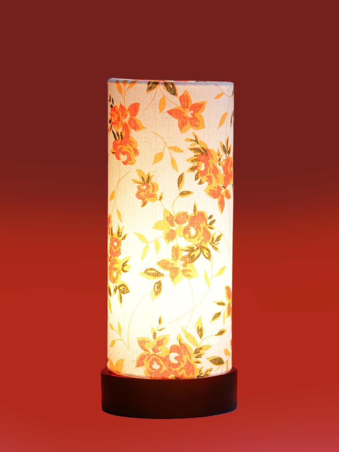 Multicolor Cotton Table lamp Office/Home/Gifting with Wood Black Base (5x5x11) Inches -B-Multicolor
