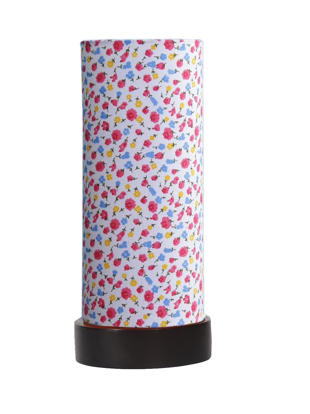Multicolor Cotton Table lamp Office/Home/Gifting with Wood Black Base (5x5x11) Inches -C-Multicolor