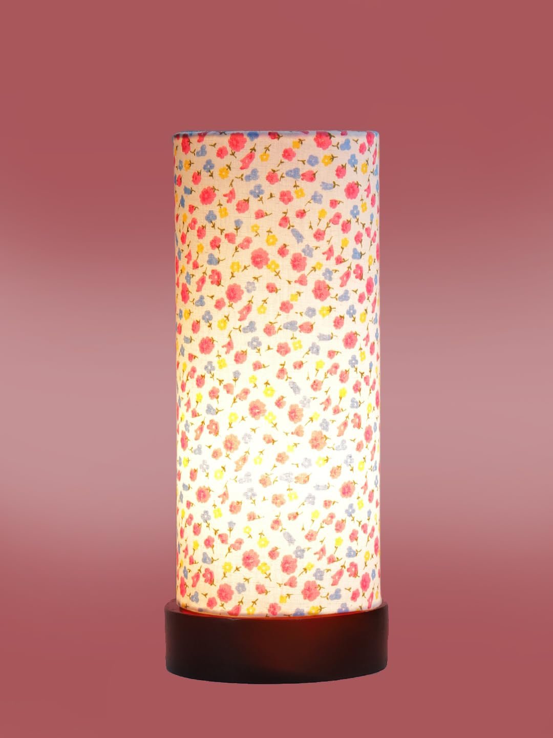 Multicolor Cotton Table lamp Office/Home/Gifting with Wood Black Base (5x5x11) Inches -C-Multicolor
