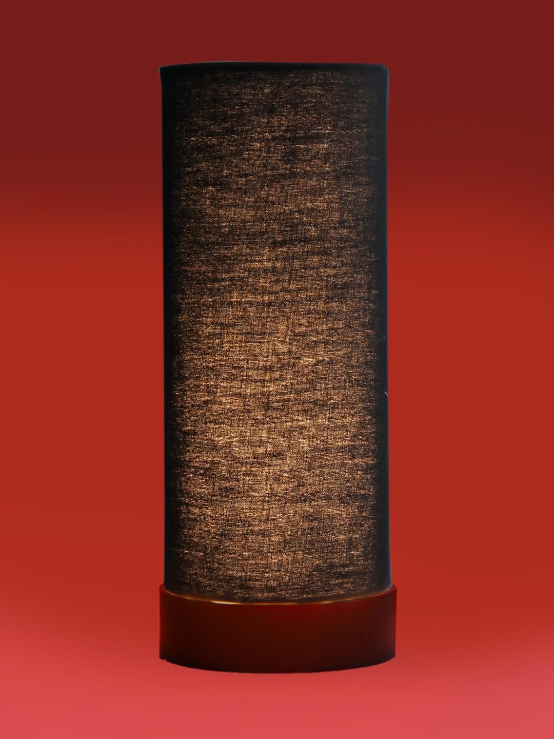 Black Cotton Table lamp Office/Home/Gifting with Wood Brown Base (5x5x11) Inches -Black