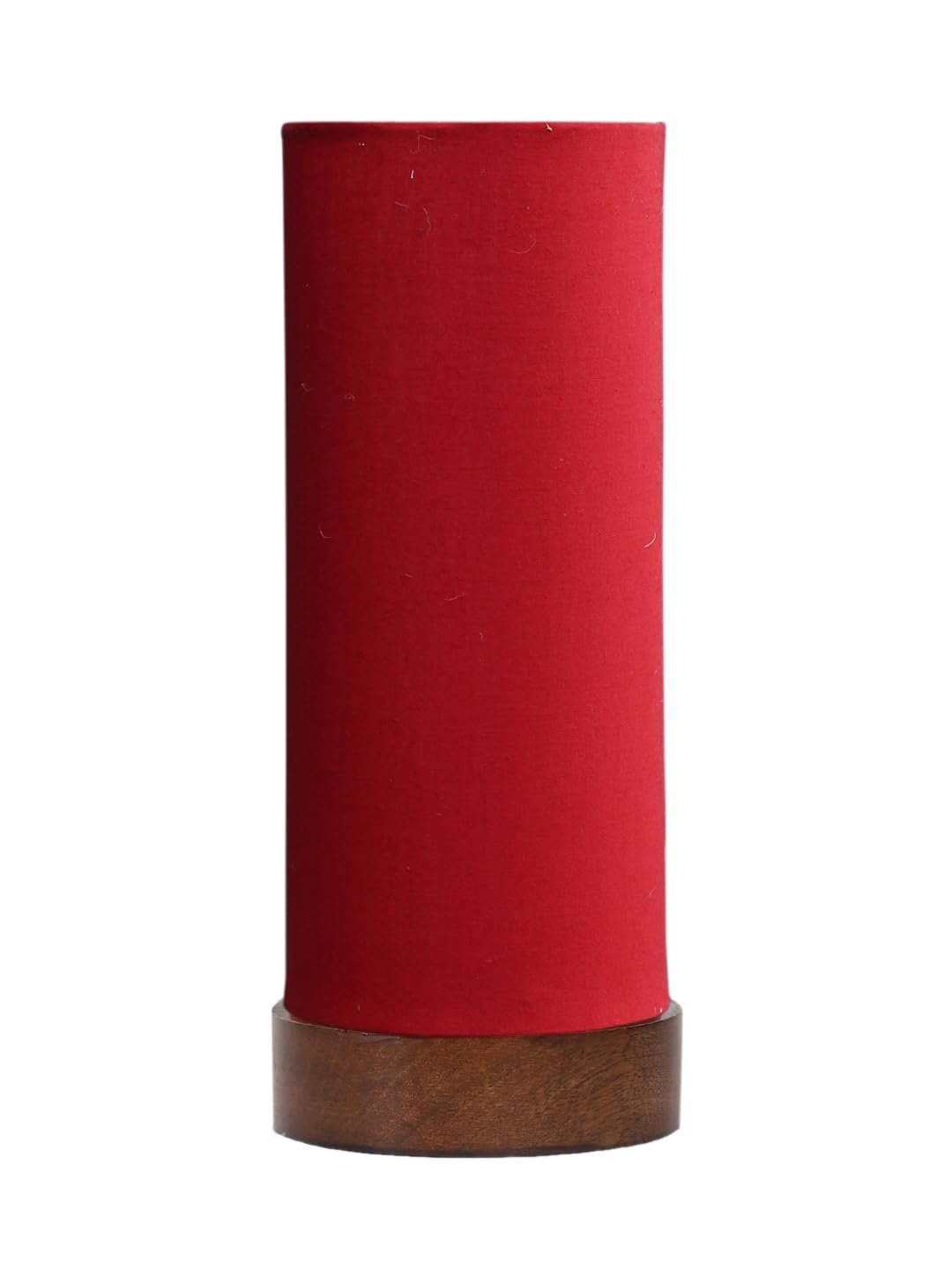 Red Cotton Table lamp Office/Home/Gifting with Wood Brown Base (5x5x11) Inches -Red