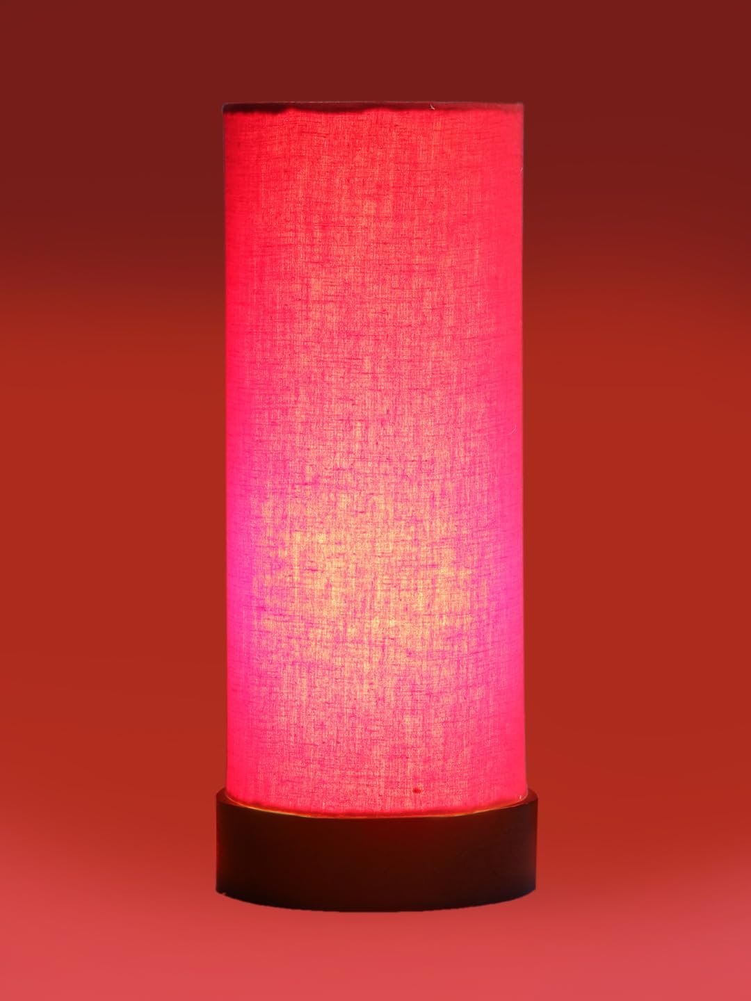 Red Cotton Table lamp Office/Home/Gifting with Wood Brown Base (5x5x11) Inches -Red