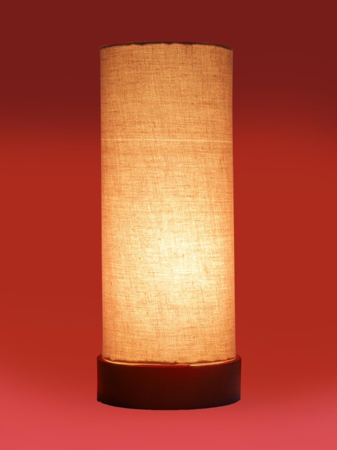 Grey Cotton Table lamp Office/Home/Gifting with Wood Brown Base (5x5x11) Inches -Grey