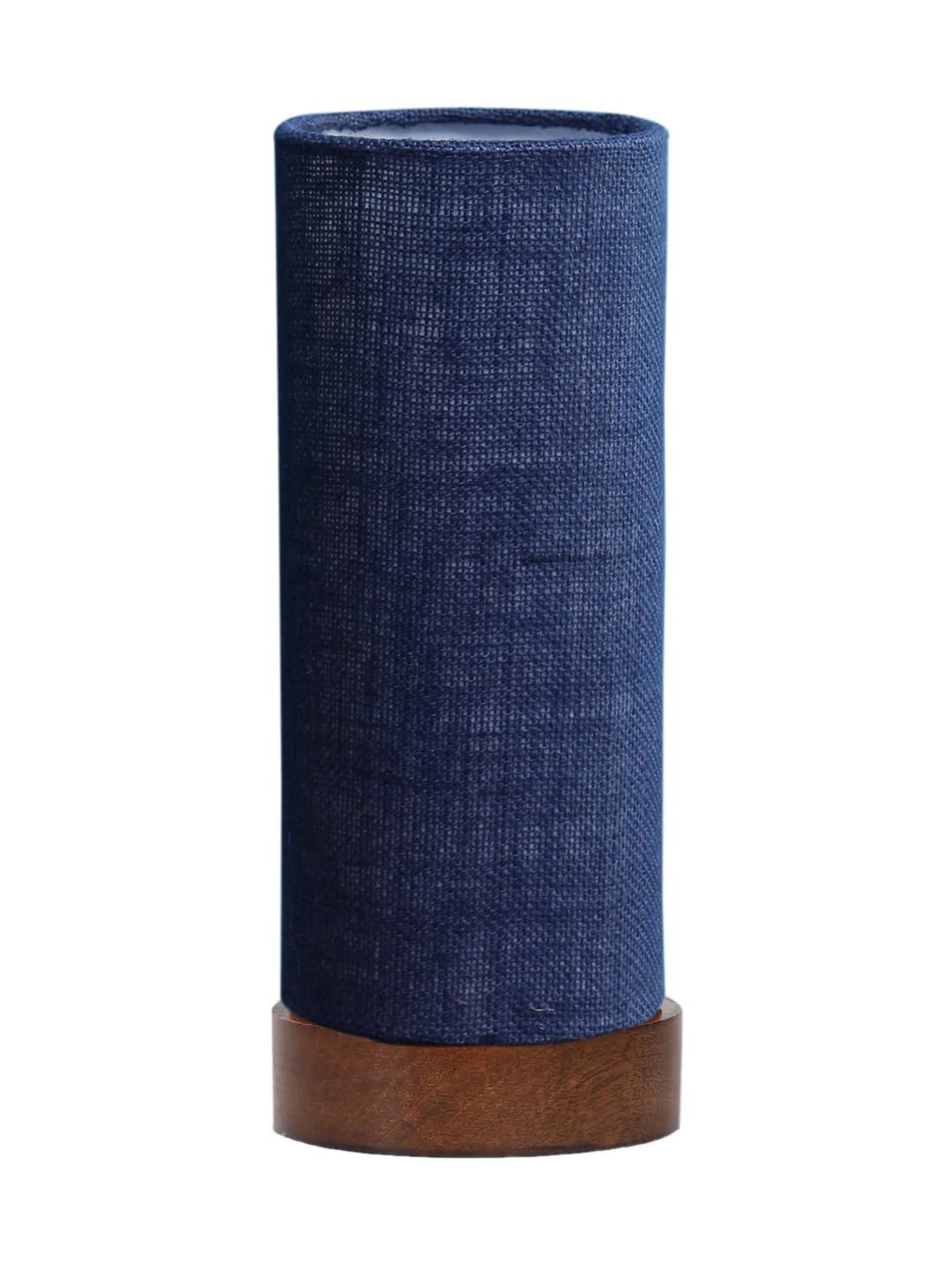 Blue Jute Table lamp Office/Home/Gifting with Wood Brown Base (5x5x11) Inches -Blue