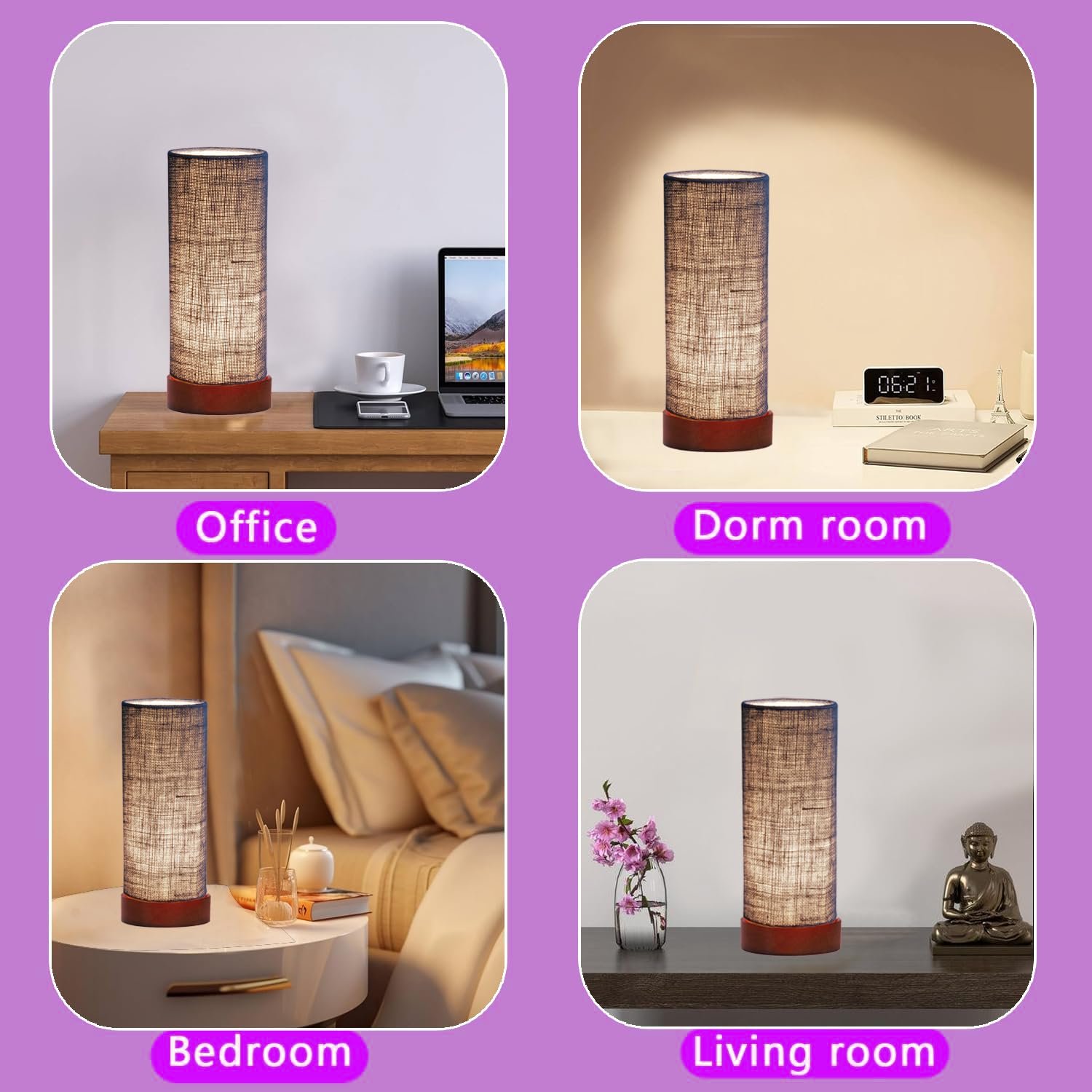 Blue Jute Table lamp Office/Home/Gifting with Wood Brown Base (5x5x11) Inches -Blue