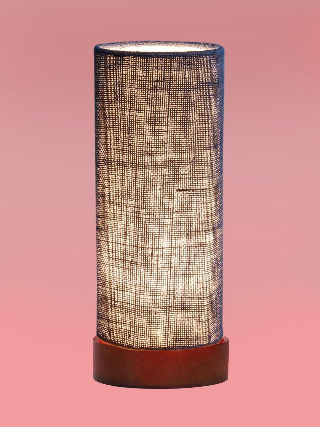 Blue Jute Table lamp Office/Home/Gifting with Wood Brown Base (5x5x11) Inches -Blue