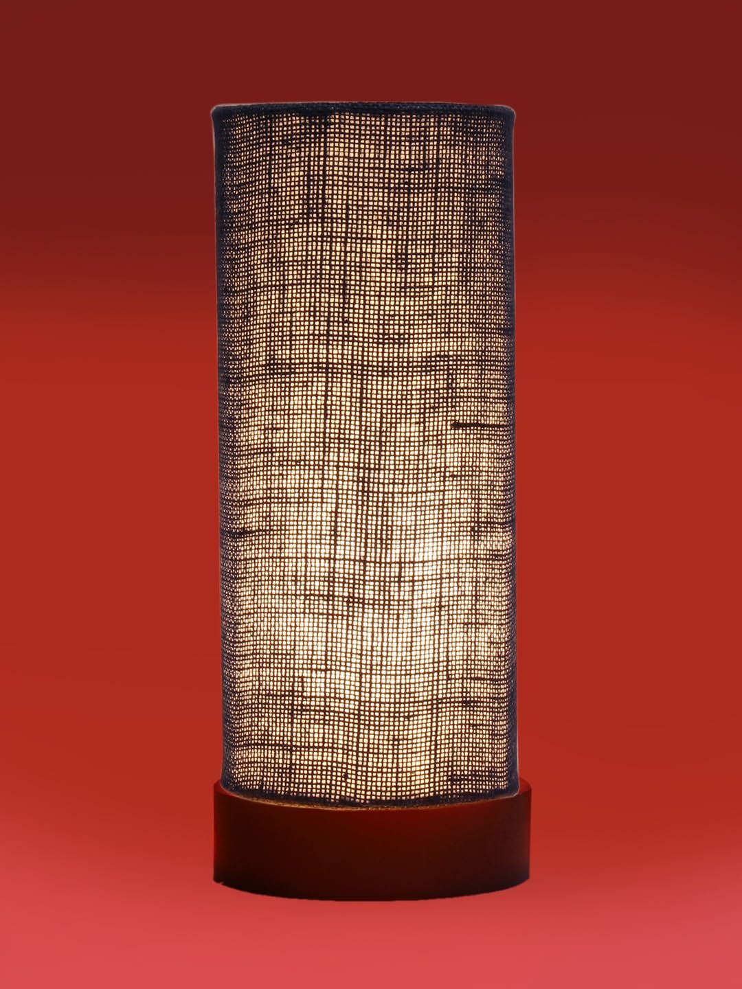 Blue Jute Table lamp Office/Home/Gifting with Wood Brown Base (5x5x11) Inches -Blue