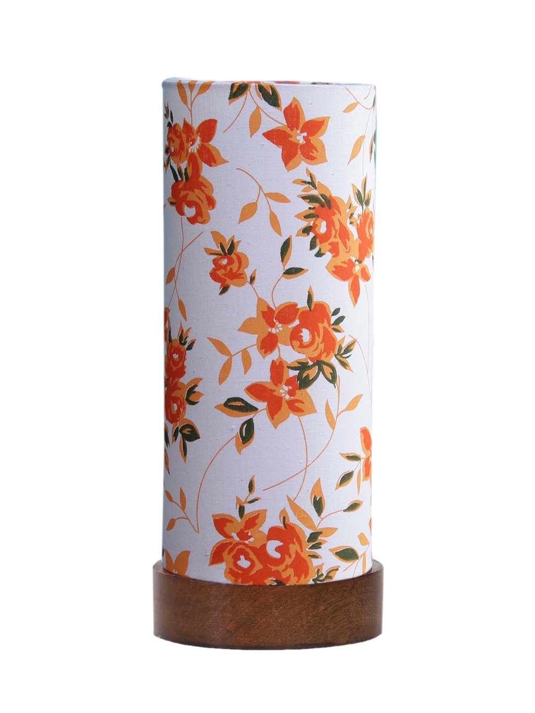 Multicolor Cotton Table lamp Office/Home/Gifting with Wood Brown Base (5x5x11) Inches -E-Multicolor