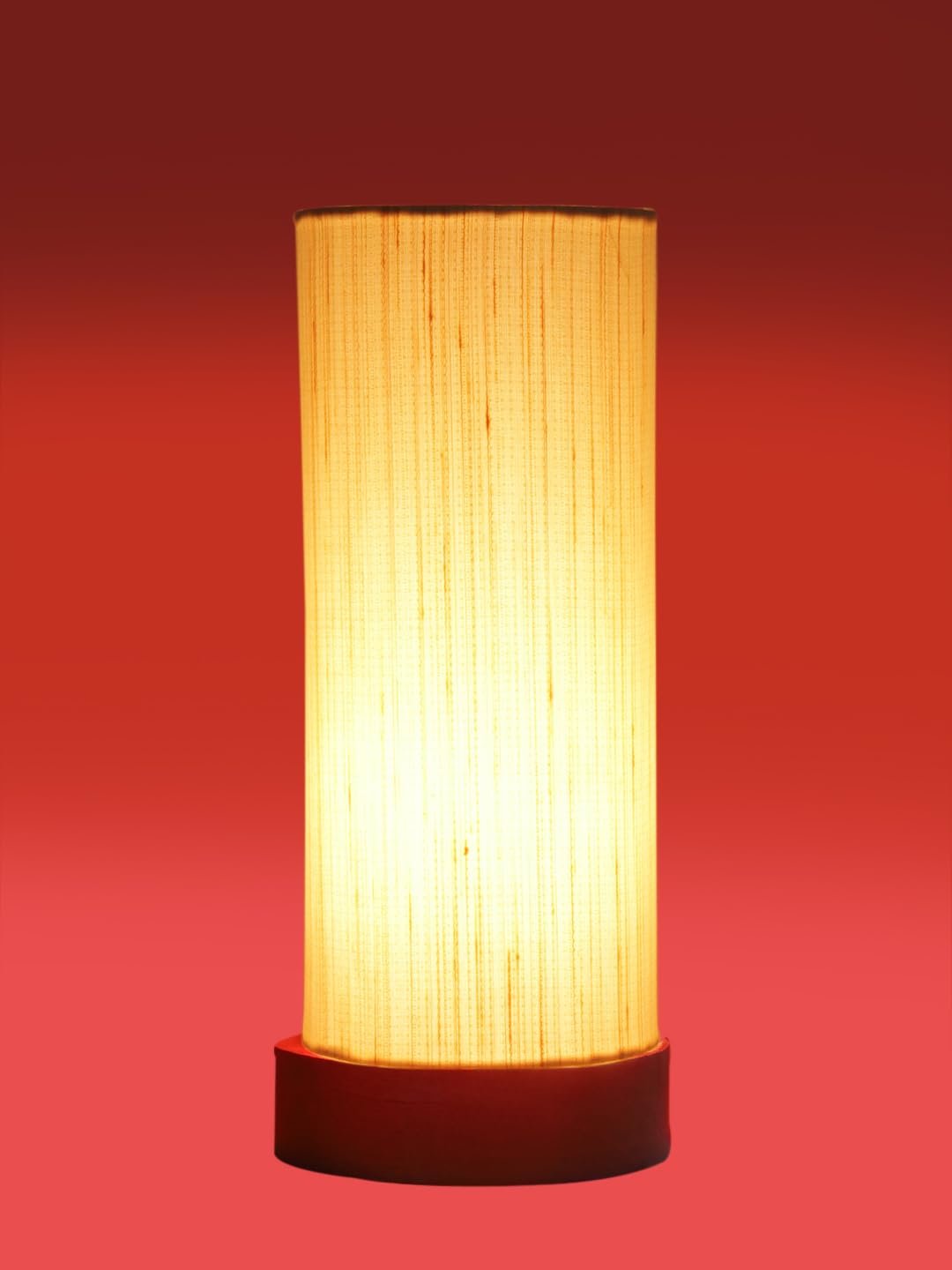 Off-White Cotton Table lamp Office/Home/Gifting with Wood Natural Base (5x5x11) Inches -Off-White