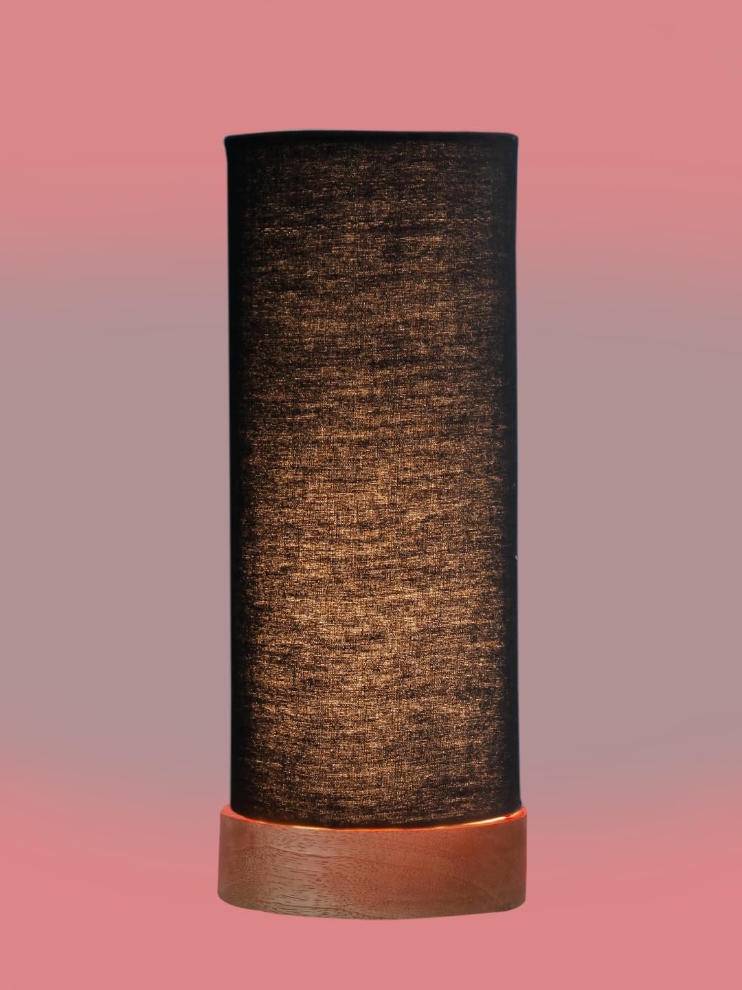 Black Cotton Table lamp Office/Home/Gifting with Wood Natural Base (5x5x11) Inches -Black