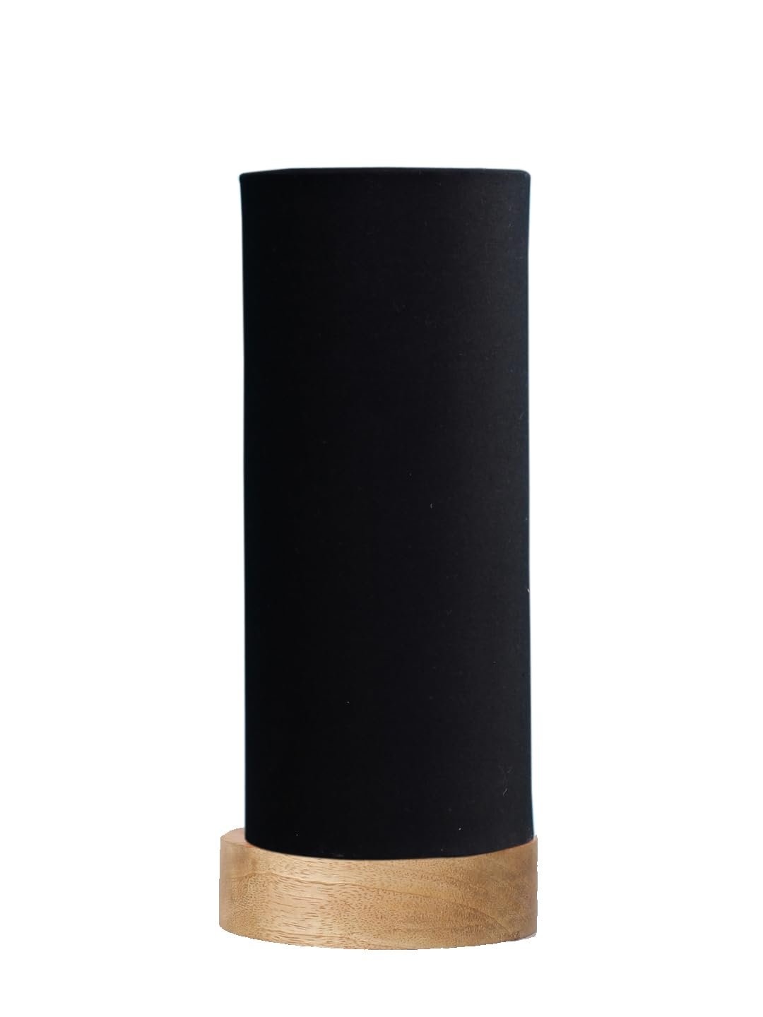 Black Cotton Table lamp Office/Home/Gifting with Wood Natural Base (5x5x11) Inches -Black