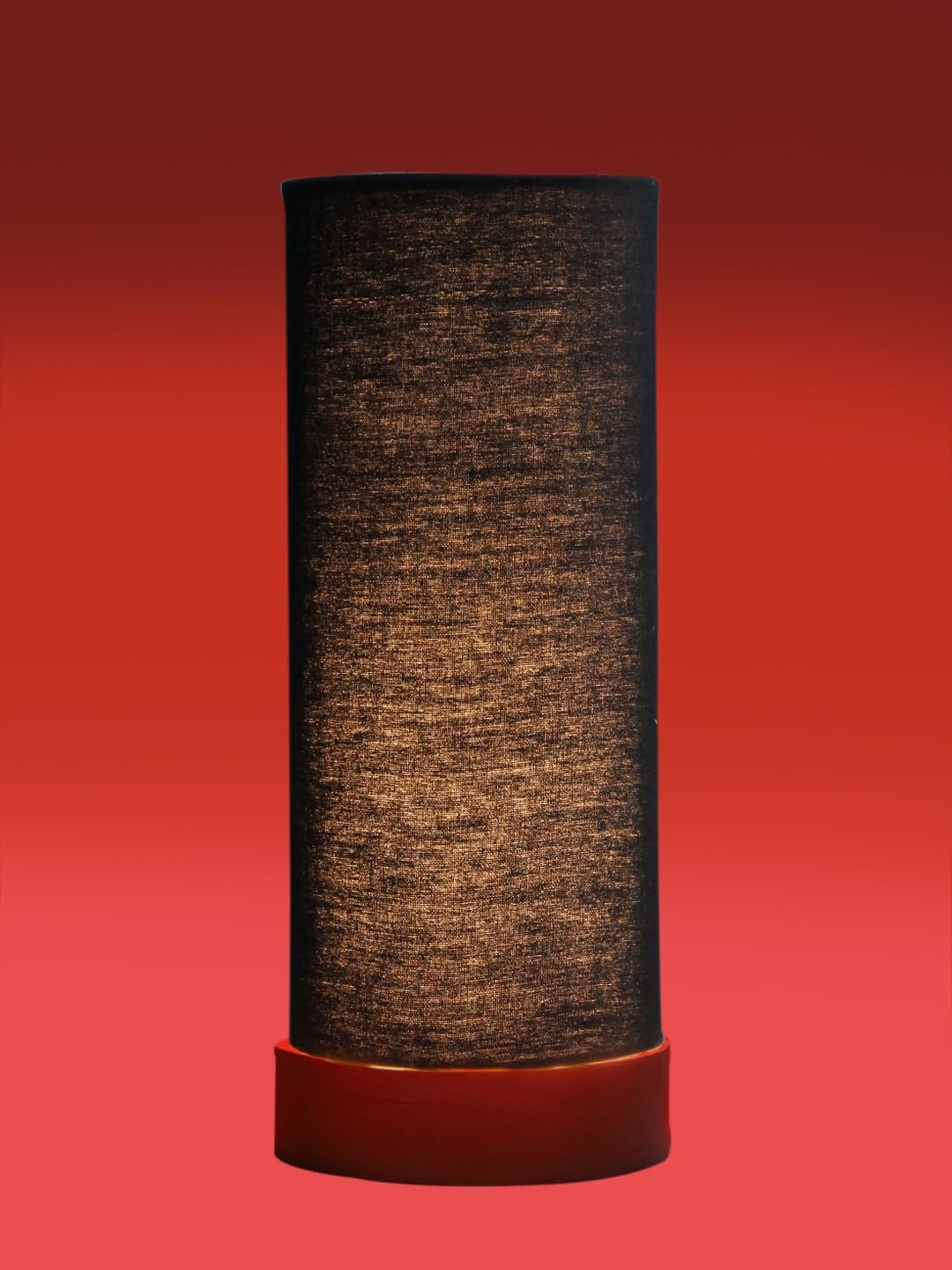 Black Cotton Table lamp Office/Home/Gifting with Wood Natural Base (5x5x11) Inches -Black