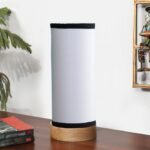 White & Black Cotton Table lamp Office/Home/Gifting with Wood Natural Base (5x5x11) Inches -White & Black