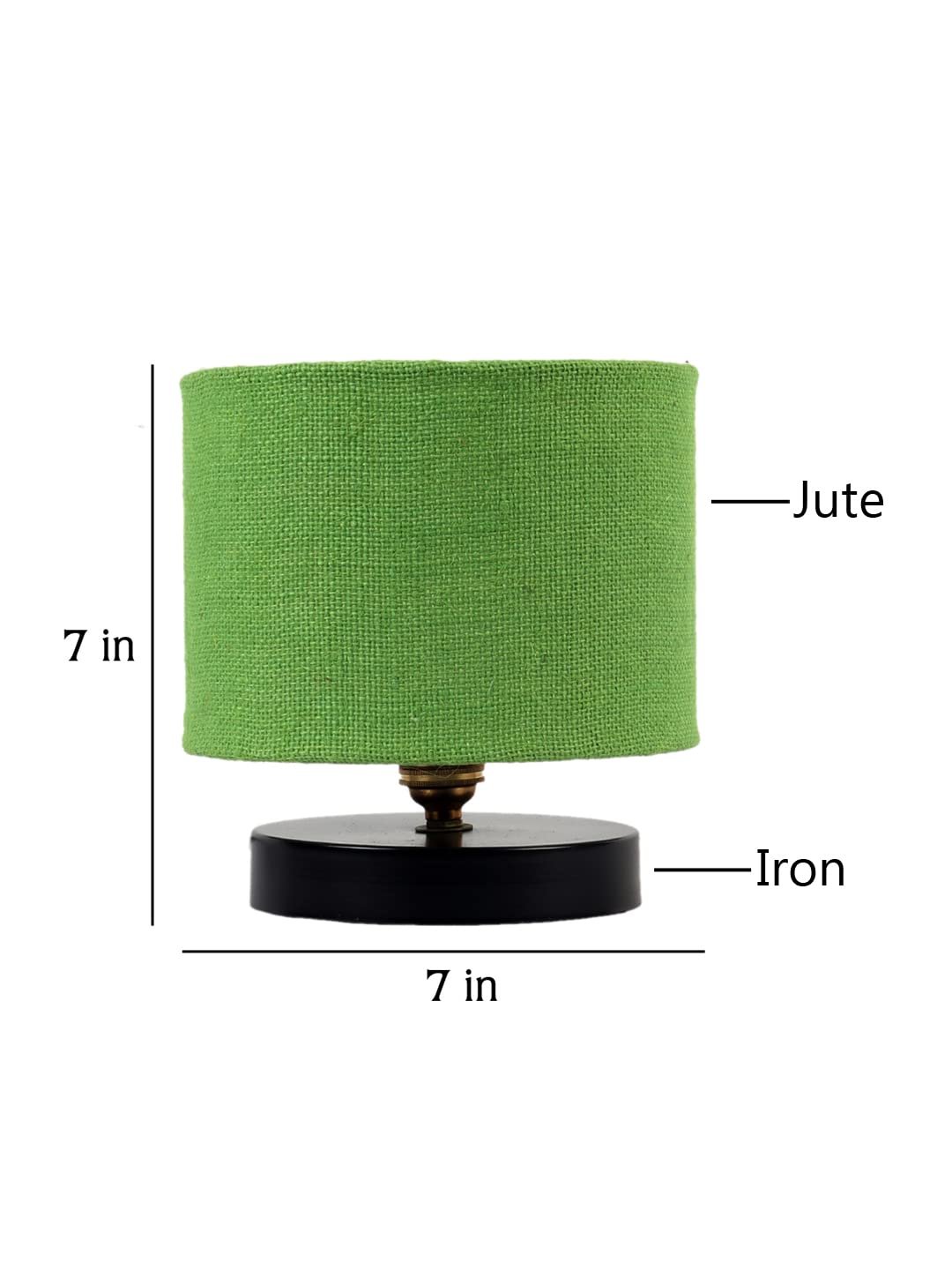 Green Jute Shade Lamp with Black Wood Base for Decoration/Office/Home/Gifting/Study for Office/Home/Gifting -(7x7x7) Inches -