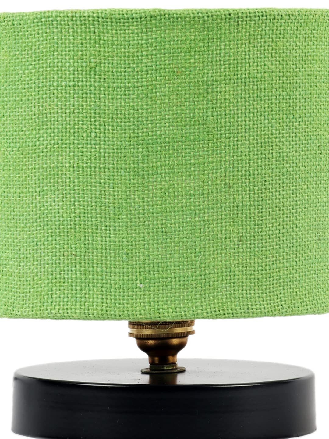 Green Jute Shade Lamp with Black Wood Base for Decoration/Office/Home/Gifting/Study for Office/Home/Gifting -(7x7x7) Inches -