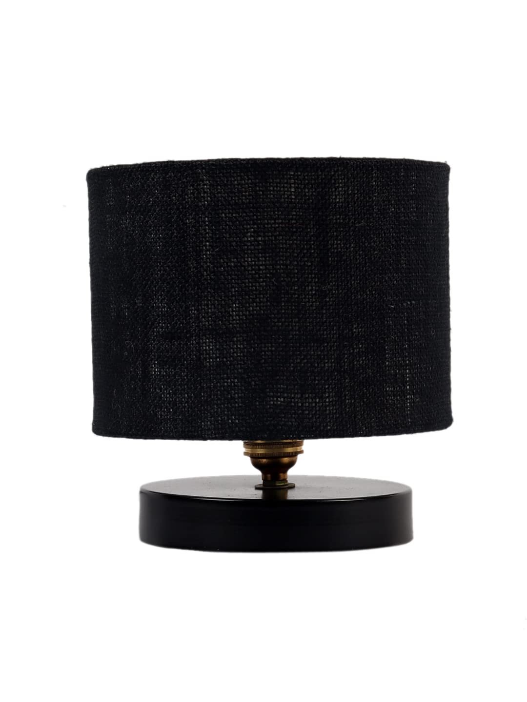 Black Jute Shade Lamp with Black Wood Base for Decoration/Office/Home/Gifting/Study for Office/Home/Gifting -(7x7x7) Inches -