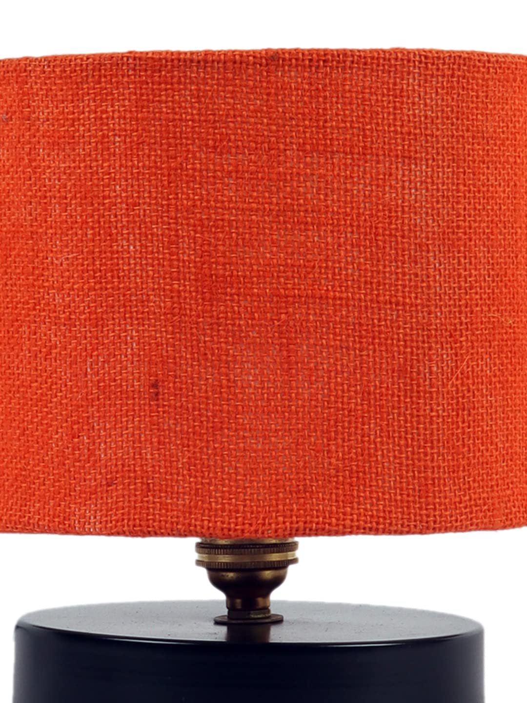 Orange Jute Shade Lamp with Black Wood Base for Decoration/Office/Home/Gifting/Study for Office/Home/Gifting -(7x7x7) Inches -