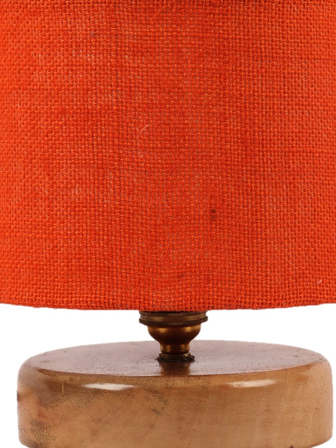 Orange Jute Shade Lamp with Natural Wood Base for Decoration/Office/Home/Gifting/Study for Office/Home/Gifting -(7x7x7) Inches -