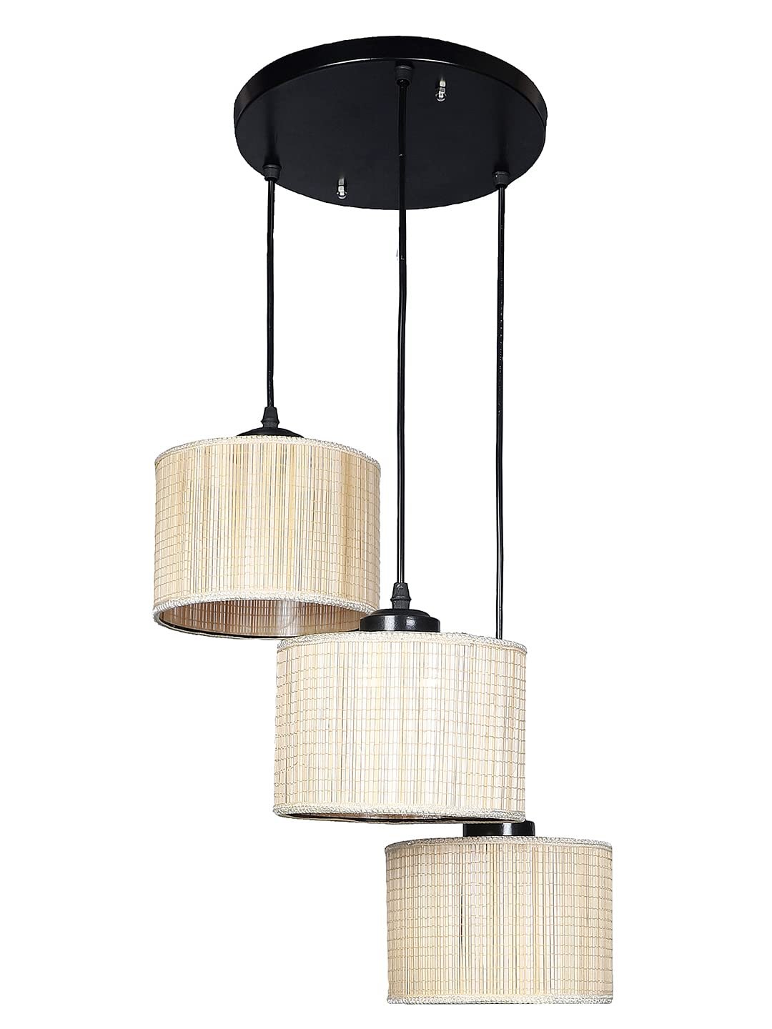 Bamboo Round Drum Cluster Hanging Lamp for Living Room