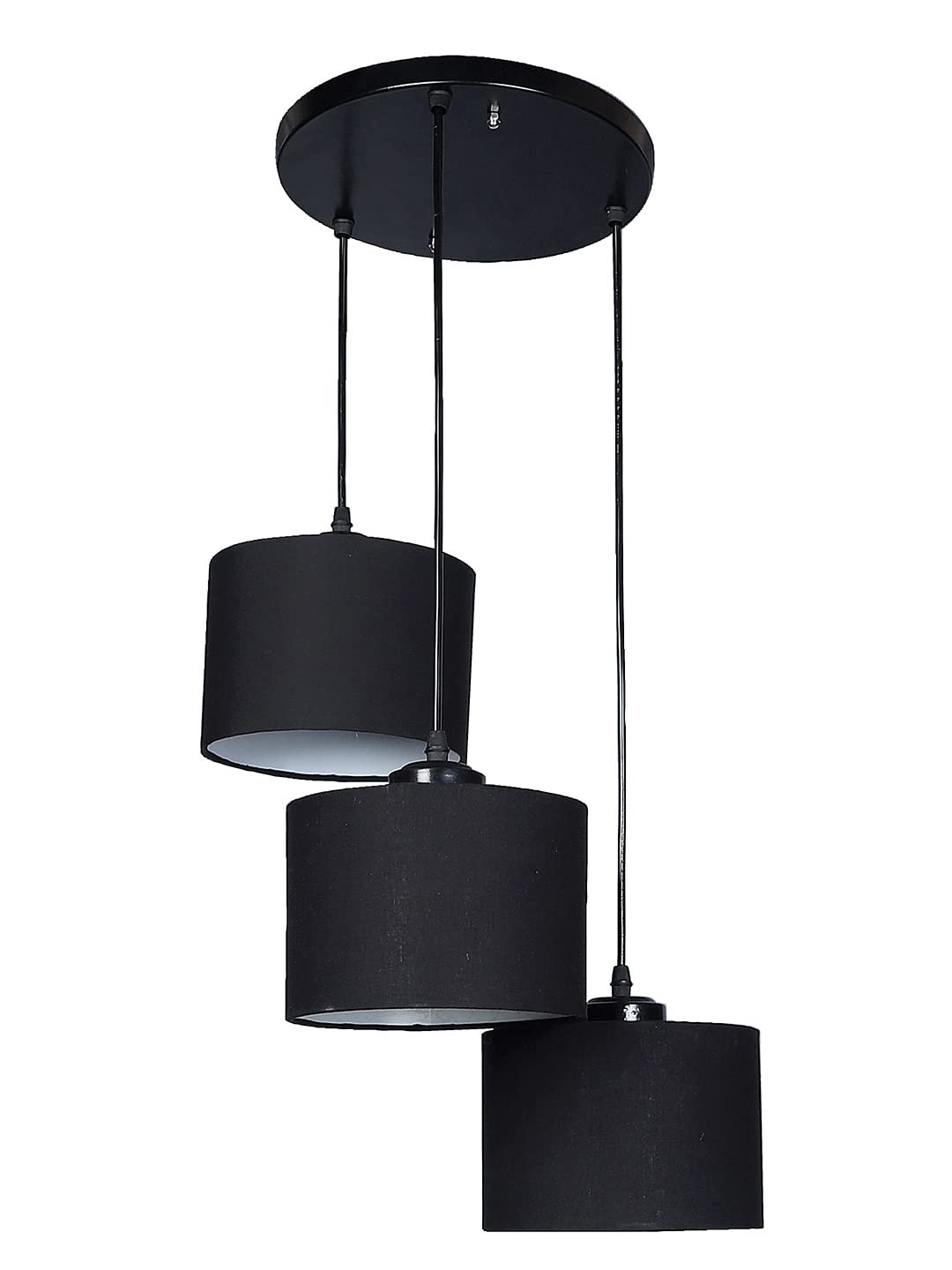 Black Cotton Round Drum Cluster Hanging Lamp