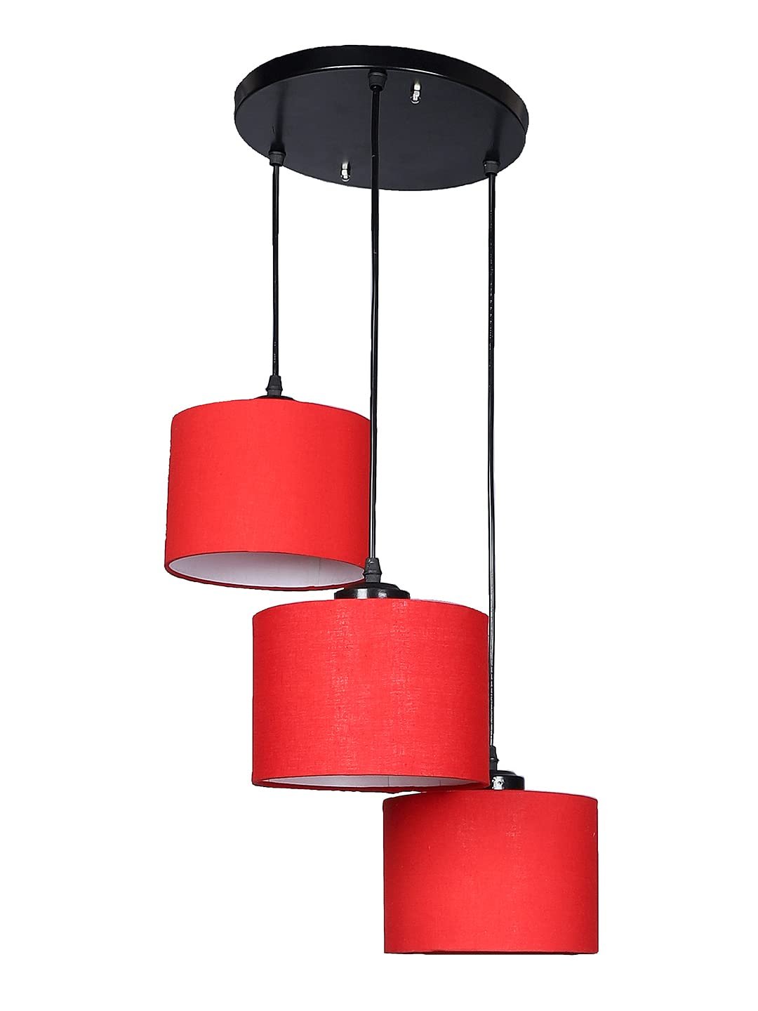 Red Cotton Round Drum Cluster Hanging Lamp